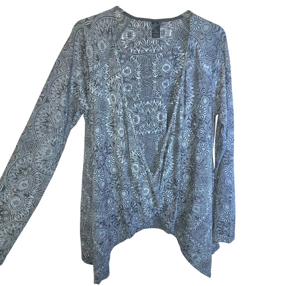 Prana Tops - Prana Long Sleeve Open Tunic Cardigan Top Cascade Sz Large Blue Navy Waterfall